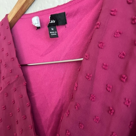 Next to You Plum Swiss Dot Ruffled Midi Dress - Picture 6 of 8